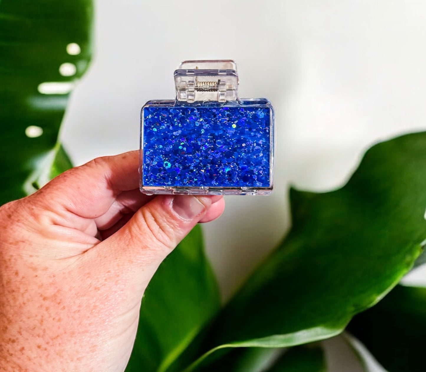 2” Blue Glitter Claw Clip