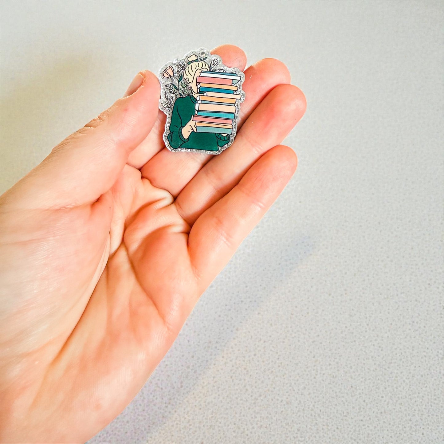 Girl with Books (Smaller- Best as Keychain)