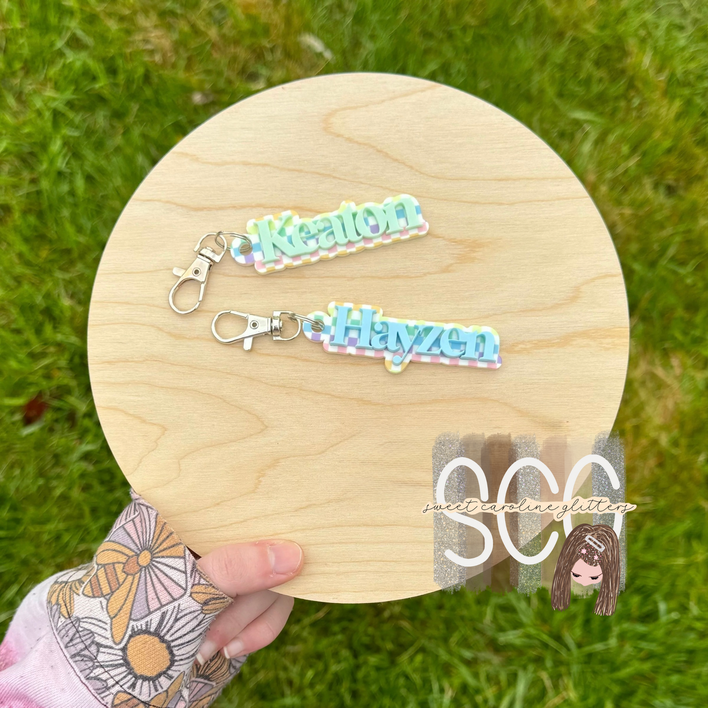 Pastel Checkered Keychain