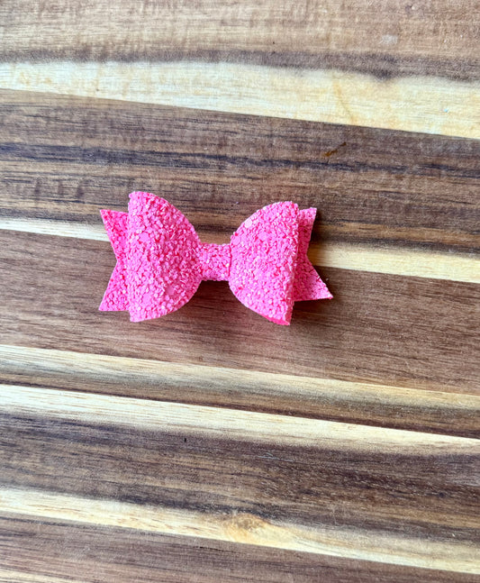 3” Pink Glitter Bow