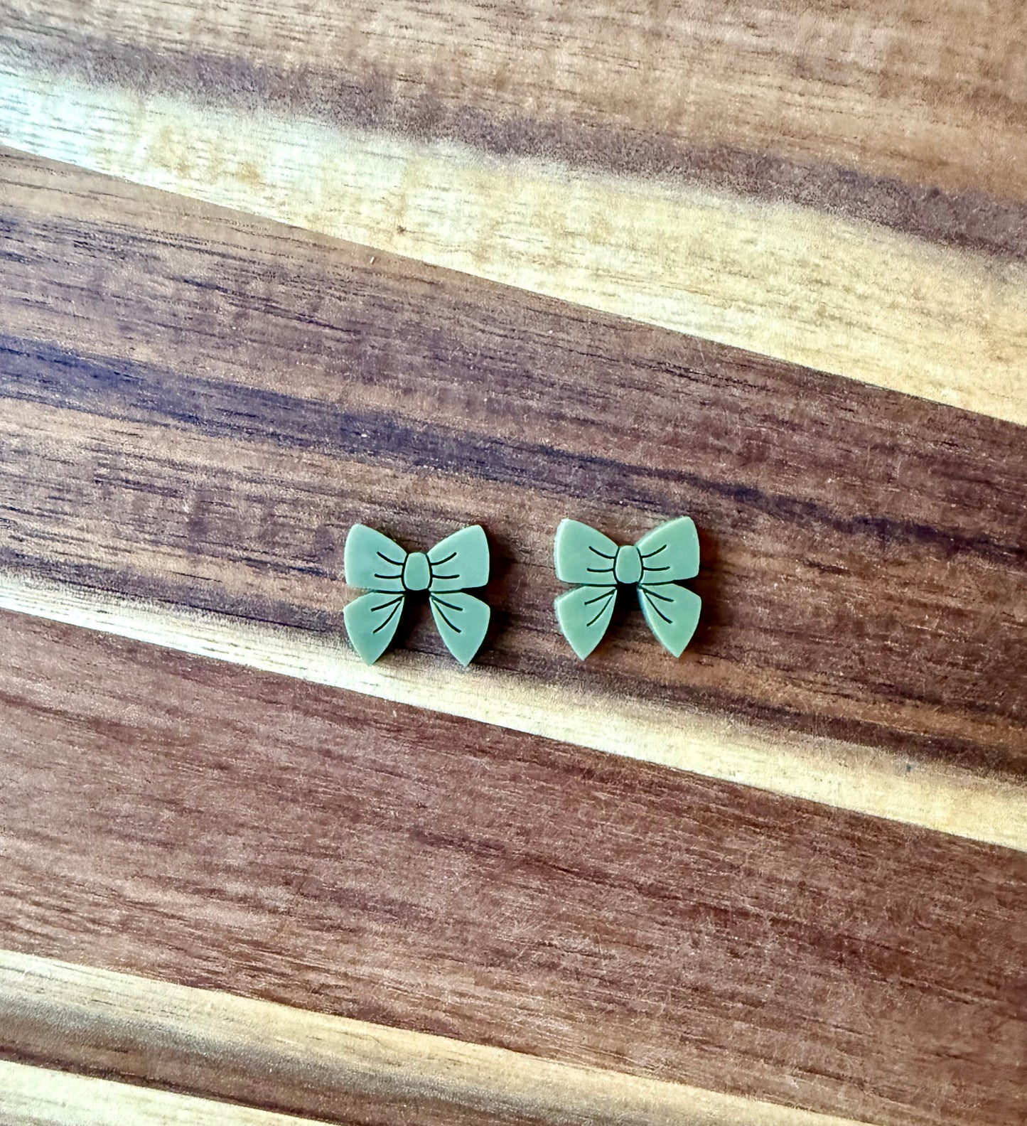 Olive Bow Studs