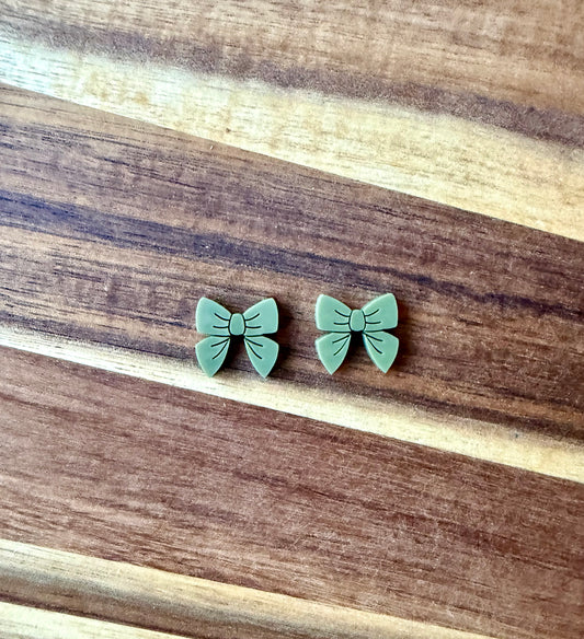 Olive Bow Studs