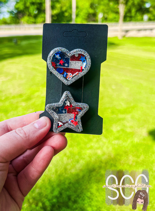 Flag Shaker Hair Clips