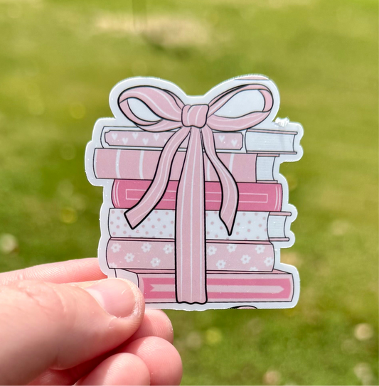 Pink Book Stack Sticker