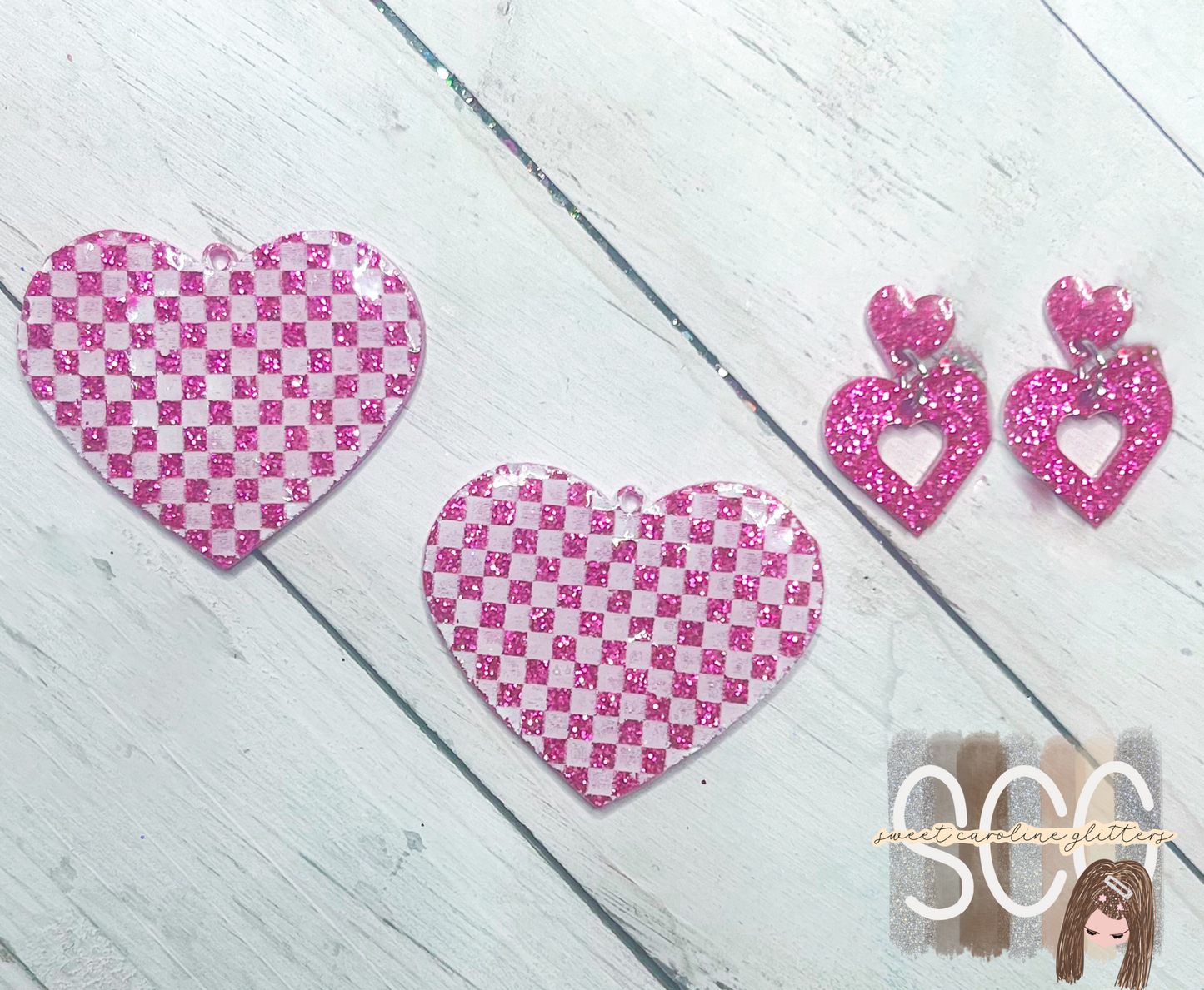 Plaid and Mini Hearts Earrings