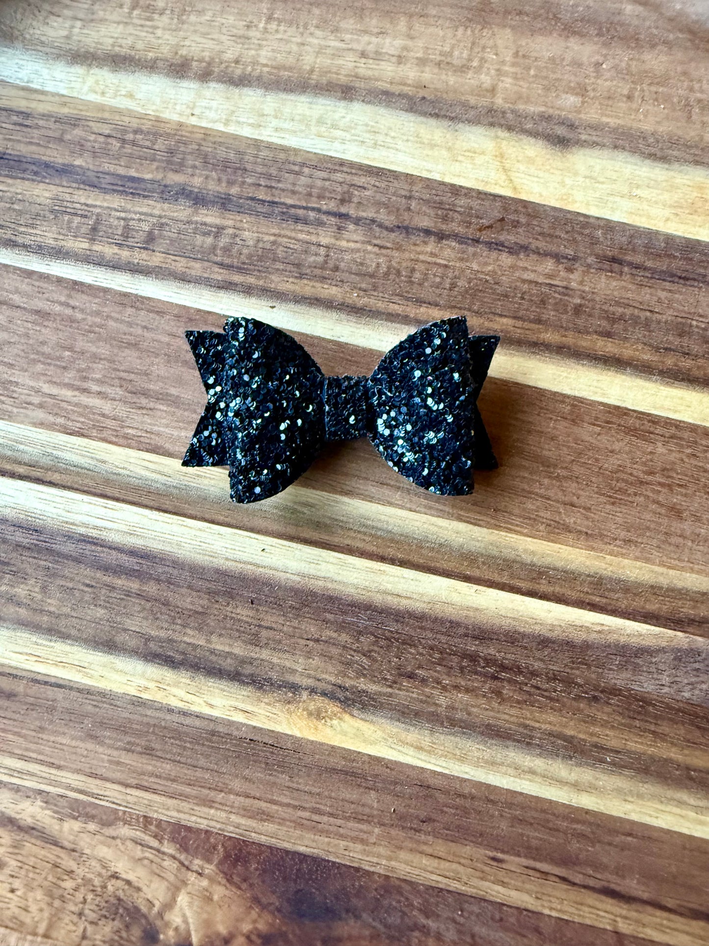 3” Black Glitter Bow