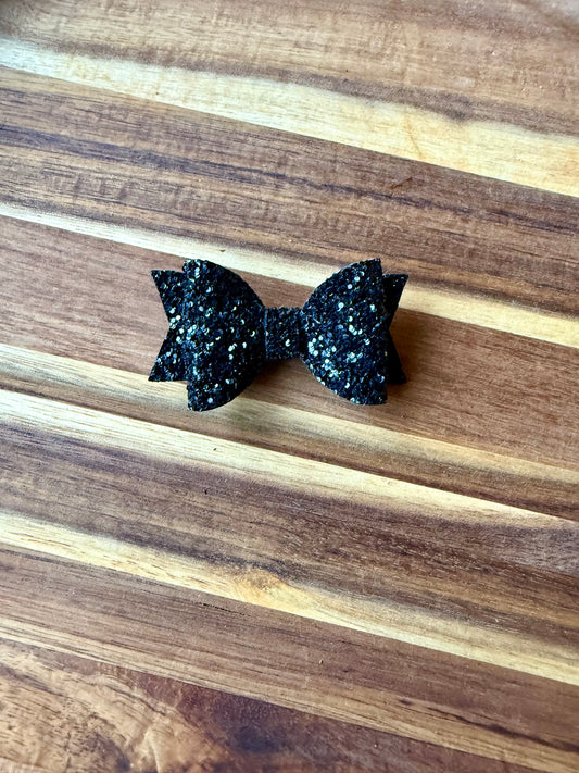 3” Black Glitter Bow