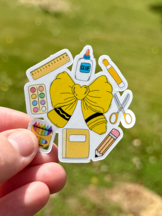 Yellow School Supplies Sticker