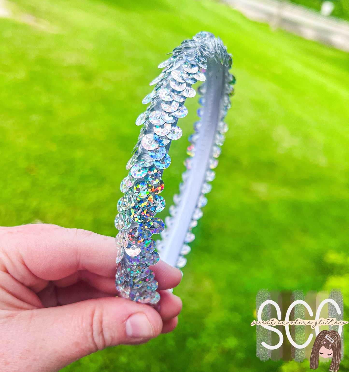 Silver Sequin Skinny Headband