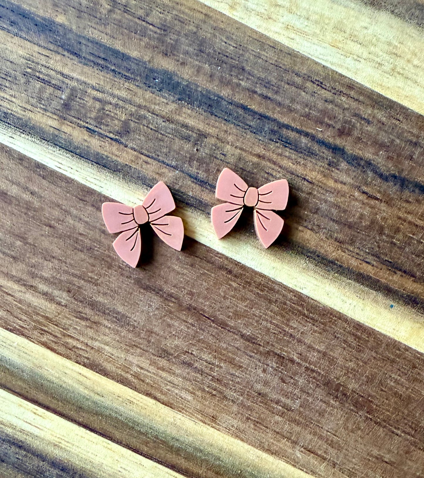 Tan Bow Studs