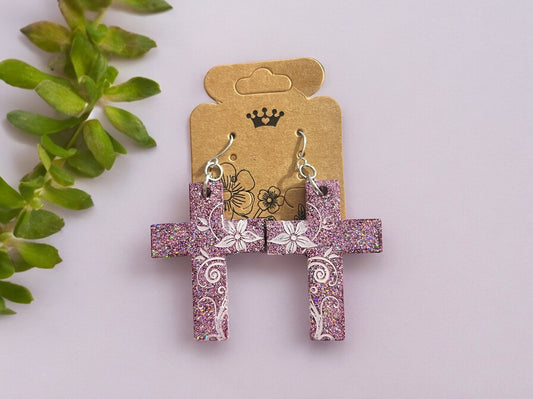 Floral Cross Dangles